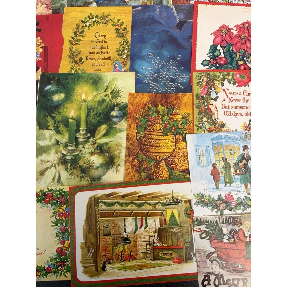 Vintage Christmas Cards Fronts ONLY Traditional Scrapbooking Decoupage Lot 50+